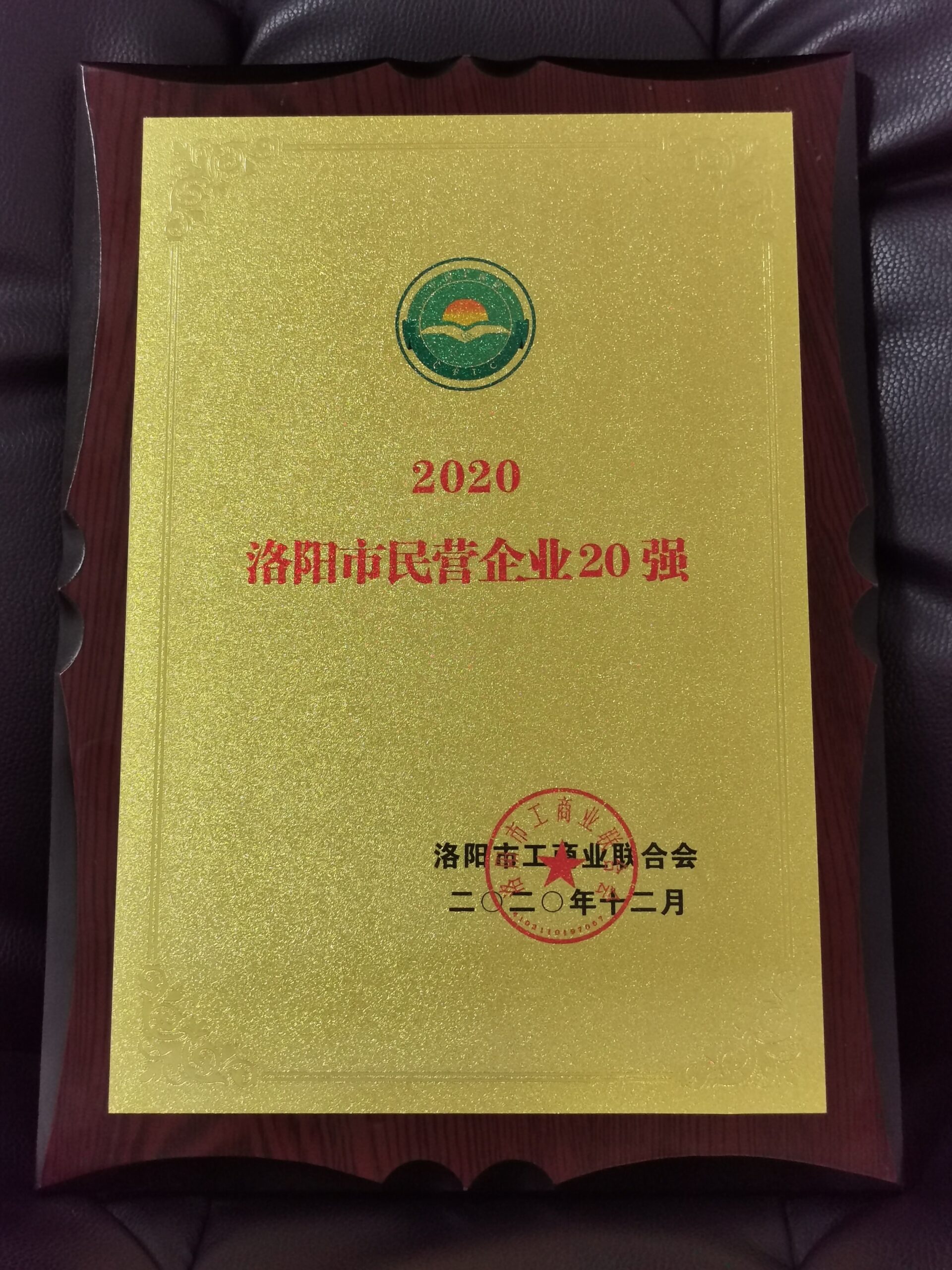 河南申泰控股集团喜获“2020洛阳民营企业20强”